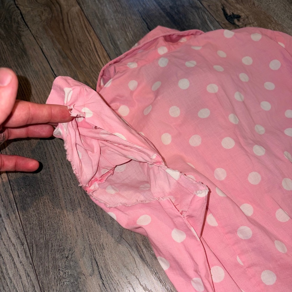 Vintage Sears Pink Polka Dot Shirtdress Rockabilly Fit & Flare Mid Century M - Picture 12 of 16